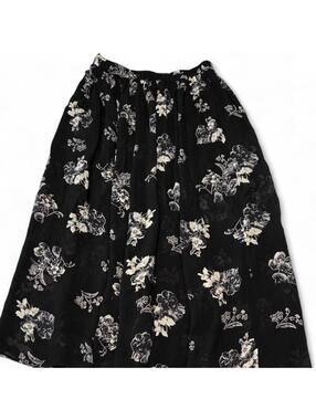 Blue Rain Black Floral Layered Maxi Skirt – Women’s XS